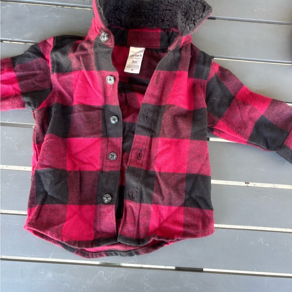 Carter's Red and Black Plaid Button Down Shirt